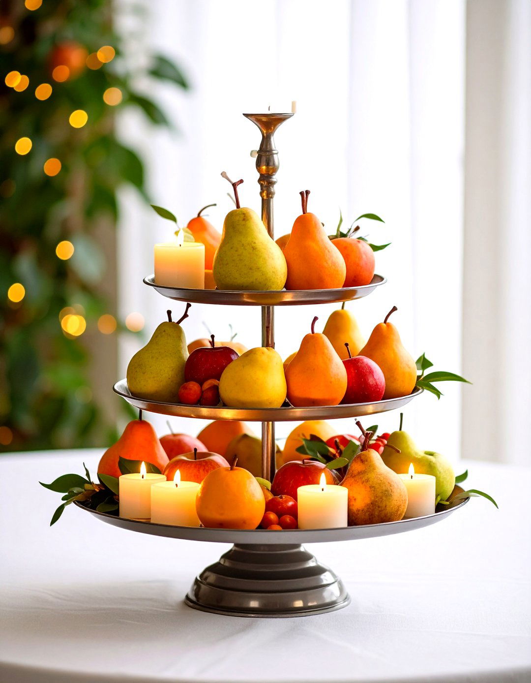 Candlelit Fruit Stand - 20 Thanksgiving Centerpiece Ideas
