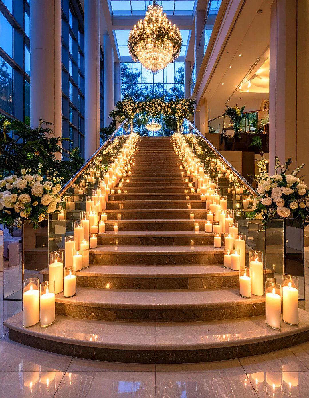 Candlelit Grand Staircase Entrance - 20 Glamorous Wedding Ideas
