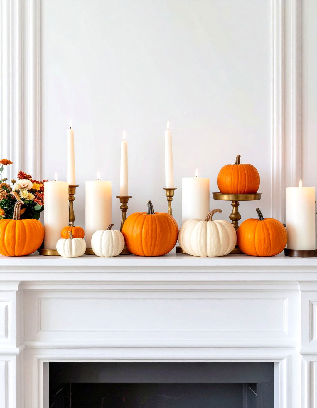 Candlelit Hygge Mantel - 20 Fall Mantel Decor Ideas