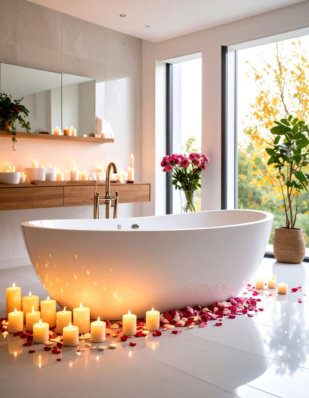 Candlelit Romantic Bathroom Sanctuary - 20 Romantic Bathroom Ideas