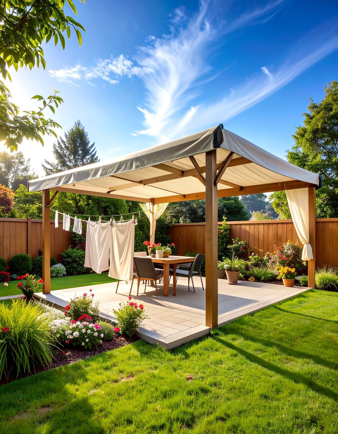 Canopy Covered Weather Protected Outdoor Clothesline - 20 Outdoor Clothesline Ideas