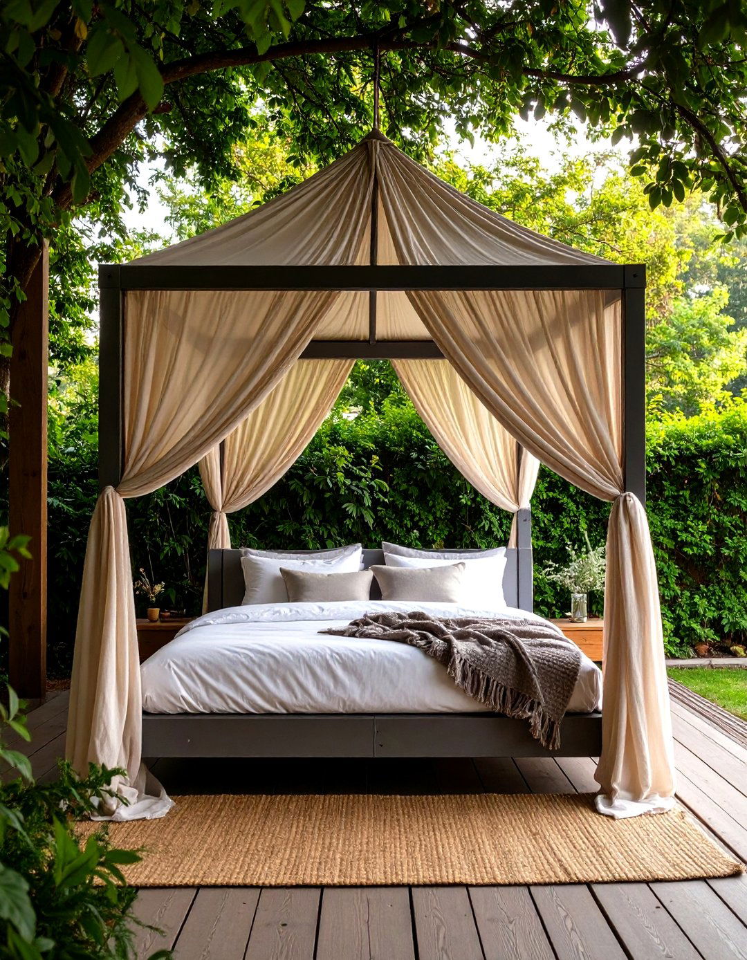 Canopy Frame Grey Headboard - 20 Grey Headboard Bedroom Ideas