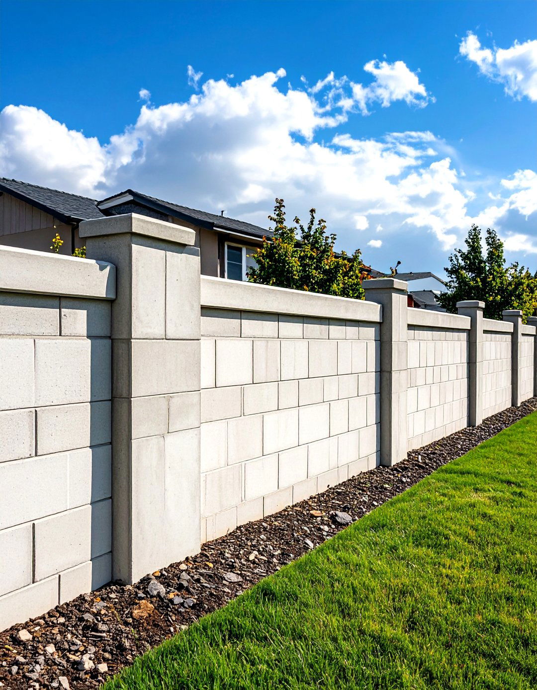 Cantilever Concrete Block Fence - 20 Concrete Block Fence Ideas