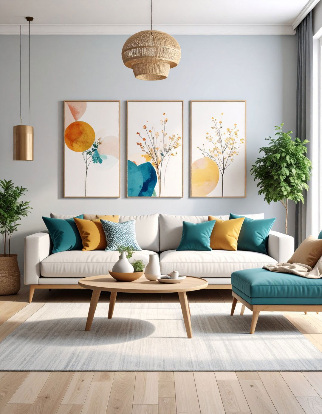 Canvas Quartet with Unified Color Story - 20 Family Picture Wall Ideas
