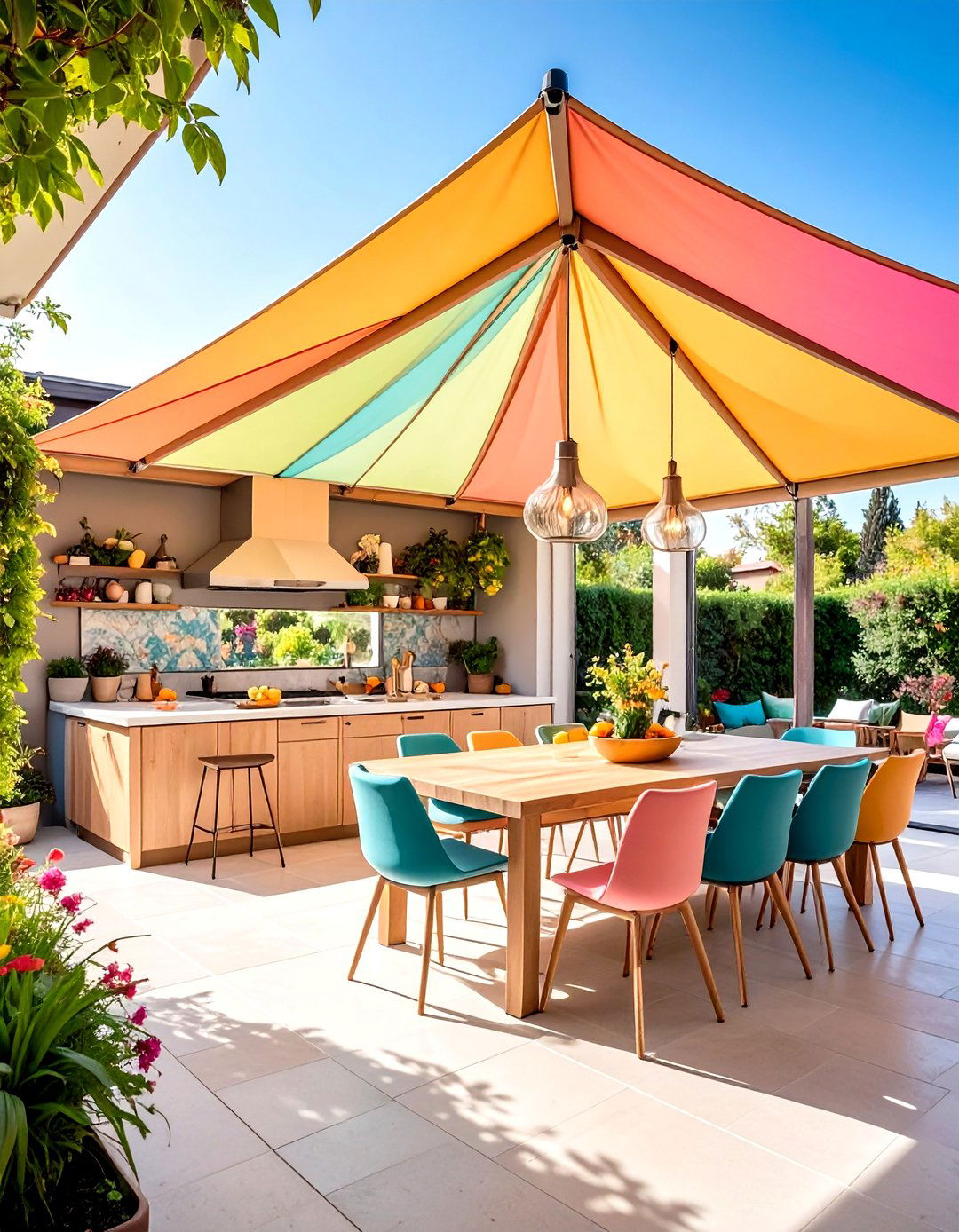 Canvas Shade Sail Outdoor Kitchen Roof - 20 Outdoor Kitchen Roof Ideas