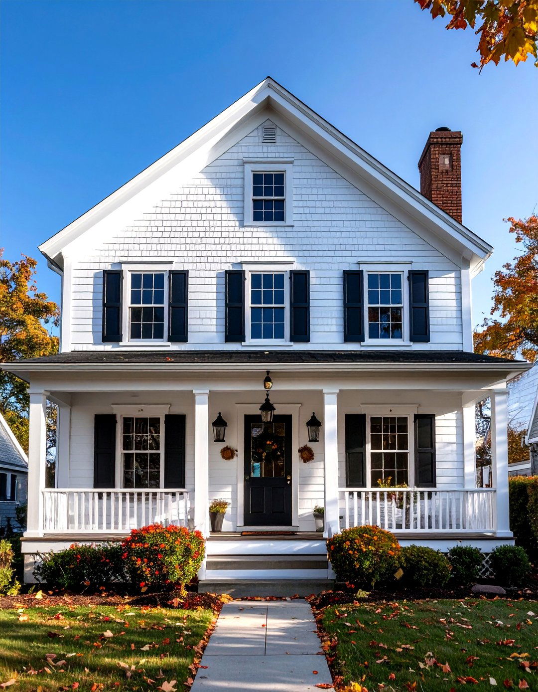 Cape Cod Revival House with Black Window Details - 20 Houses With Black Windows