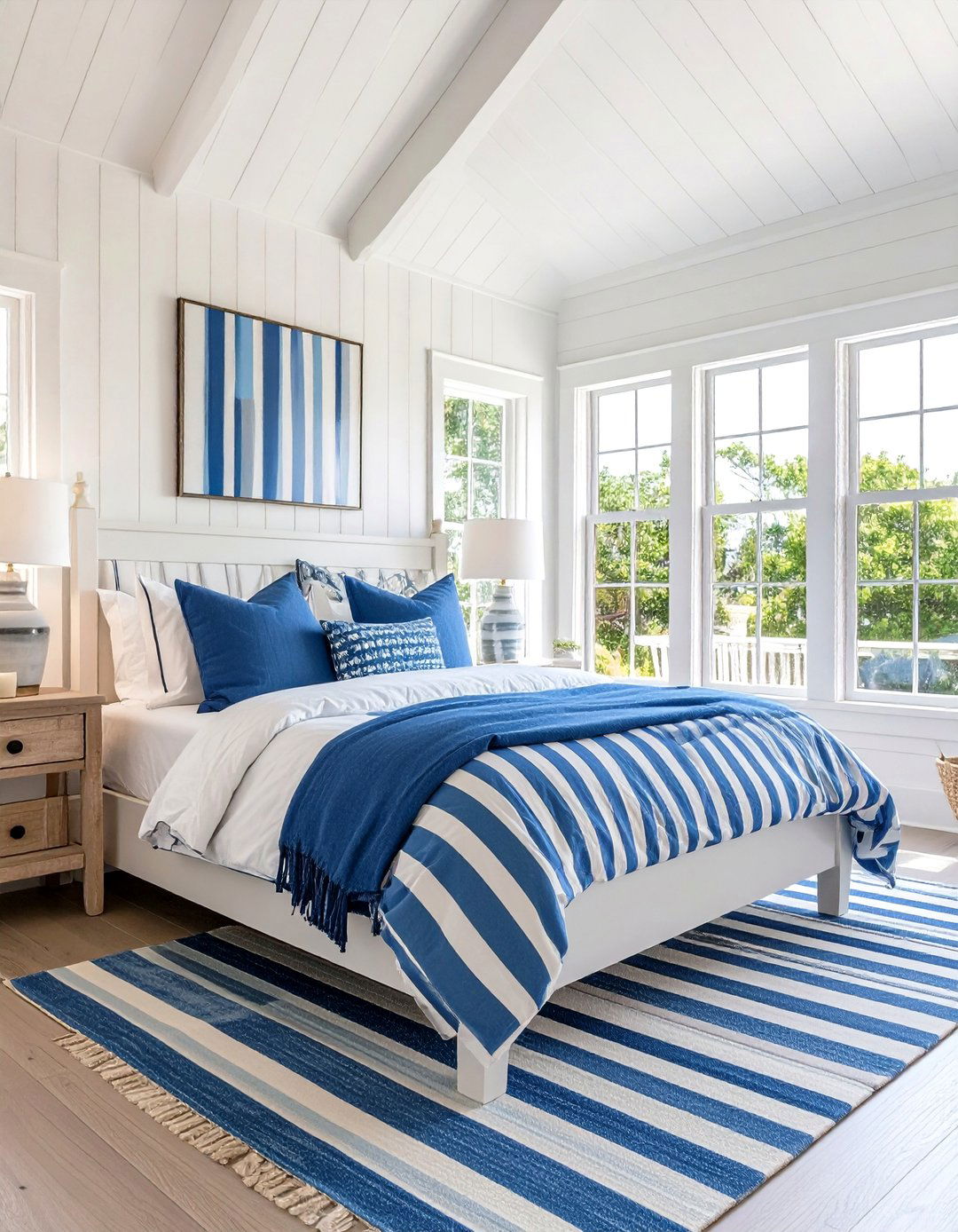 Cape Cod Upstairs Bedroom Blue and White Striped Elements - 20 Cape Cod Upstairs Bedroom Ideas