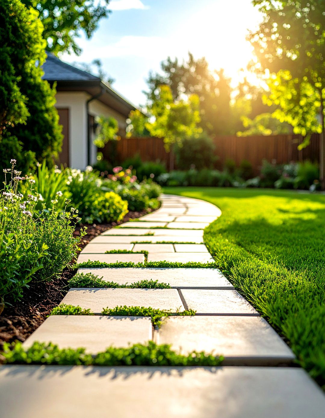 Carpet Like Groundcovers Softening the Driveway - 20 Driveway Landscape Ideas