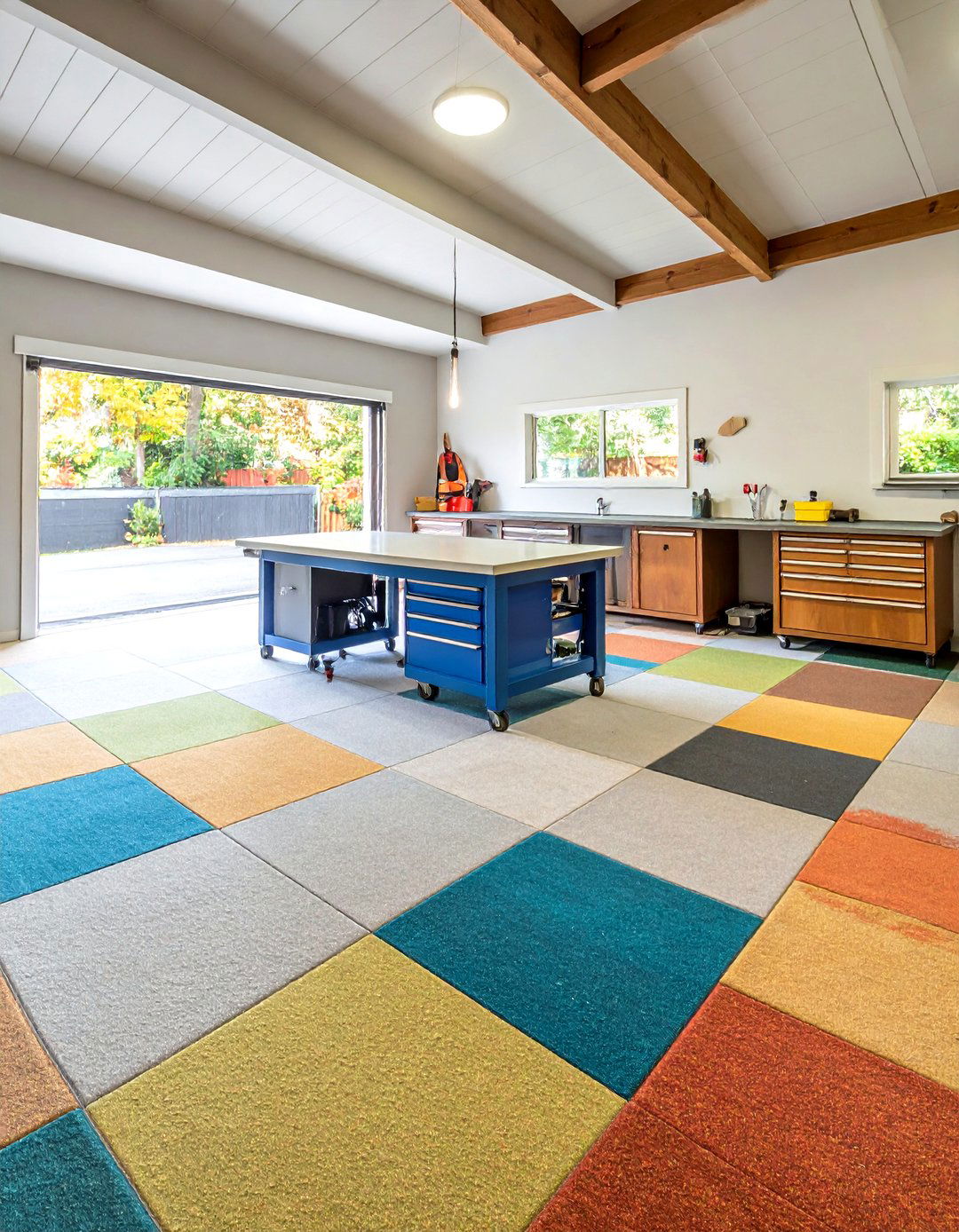 Carpet Tiles Designed for Garage Flooring Warmth - 20 Garage Flooring Ideas