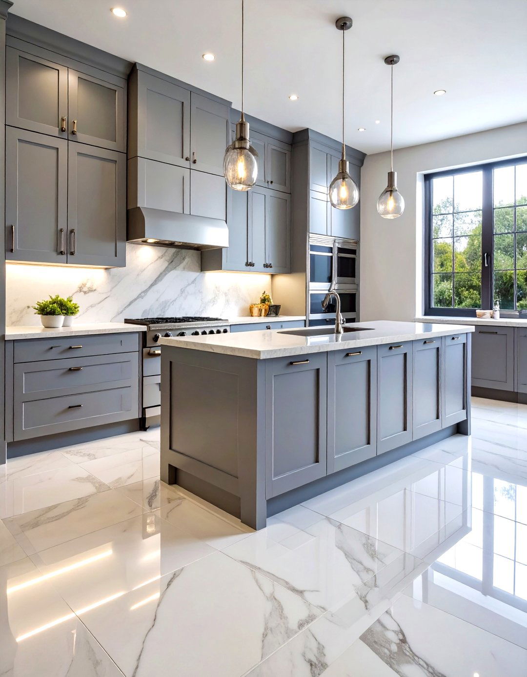 Carrara Elegance Marble Kitchen Floor - 20 Marble Kitchen Floor Ideas