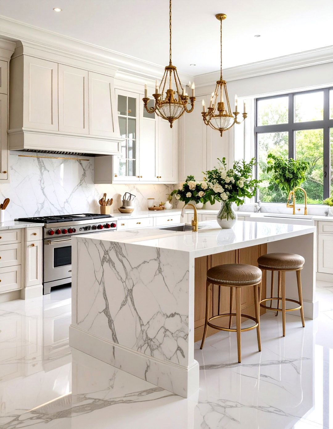 Carrara Marble Countertops - 20 Victorian Kitchen Ideas