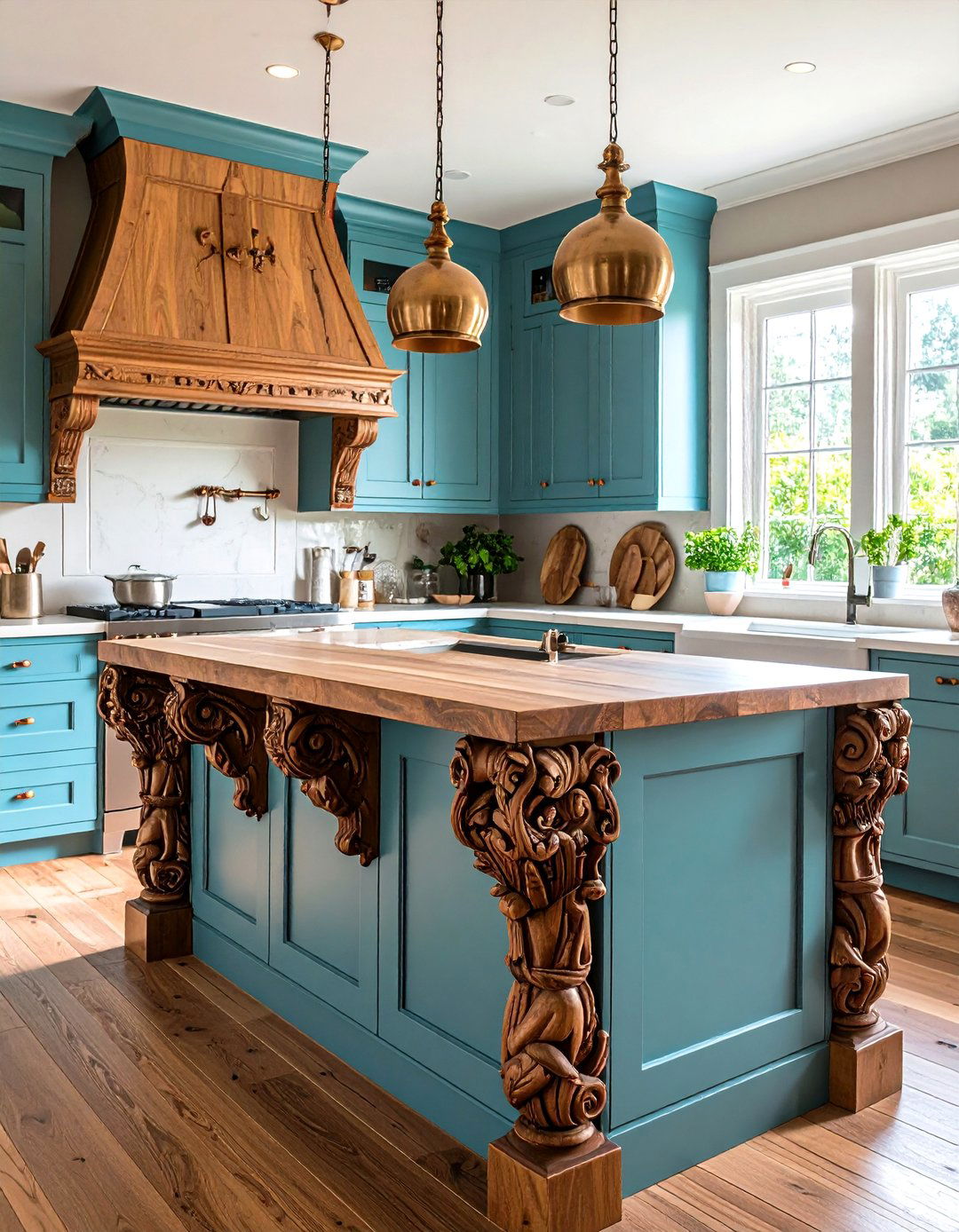 Carved Corbels Add Medieval Soul to Kitchen Islands - 20 Gothic Kitchen Ideas