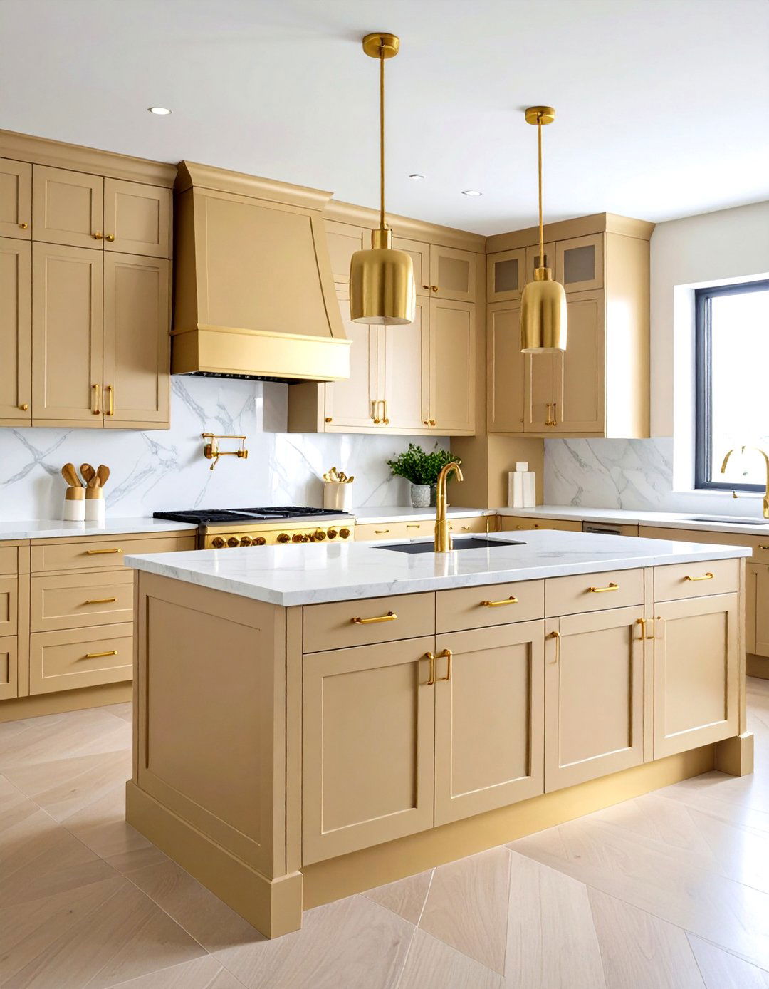 Cashmere Kitchen Cabinets with Brass Hardware - 20 Cashmere Kitchen Ideas