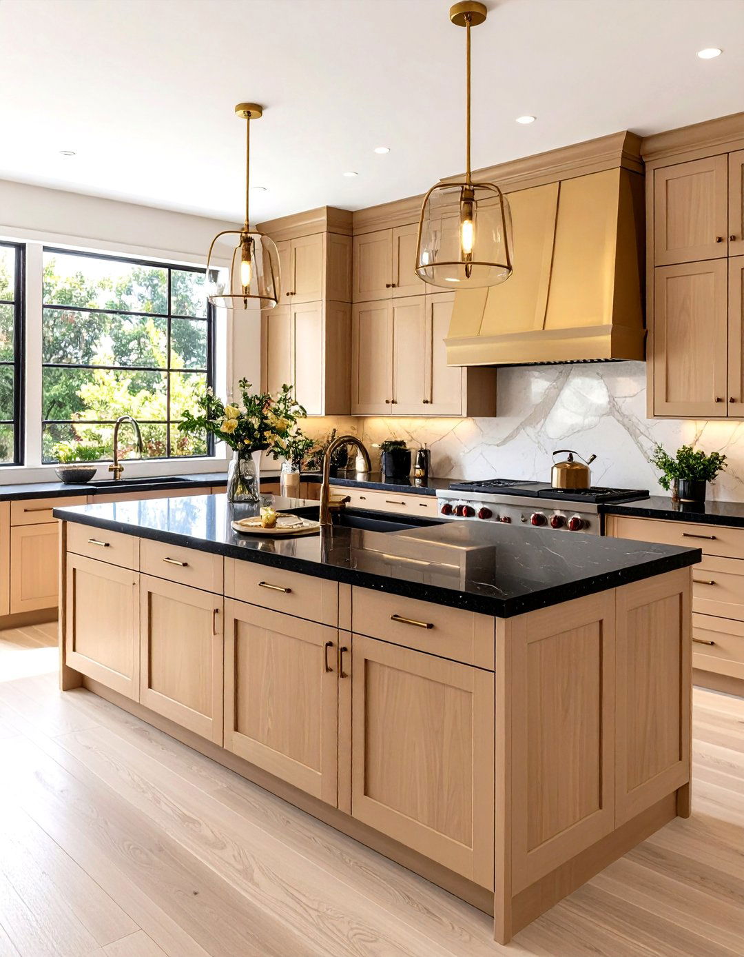 Cashmere Kitchen with Black Countertop Drama - 20 Cashmere Kitchen Ideas