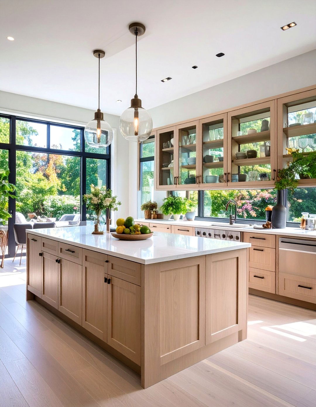 Cashmere Kitchen with Glass Cabinet Display - 20 Cashmere Kitchen Ideas