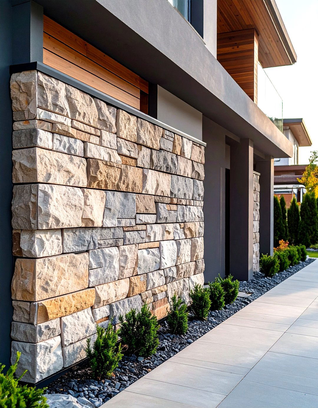 Cast Concrete Stone Look Wall - 20 Stone Wall Ideas