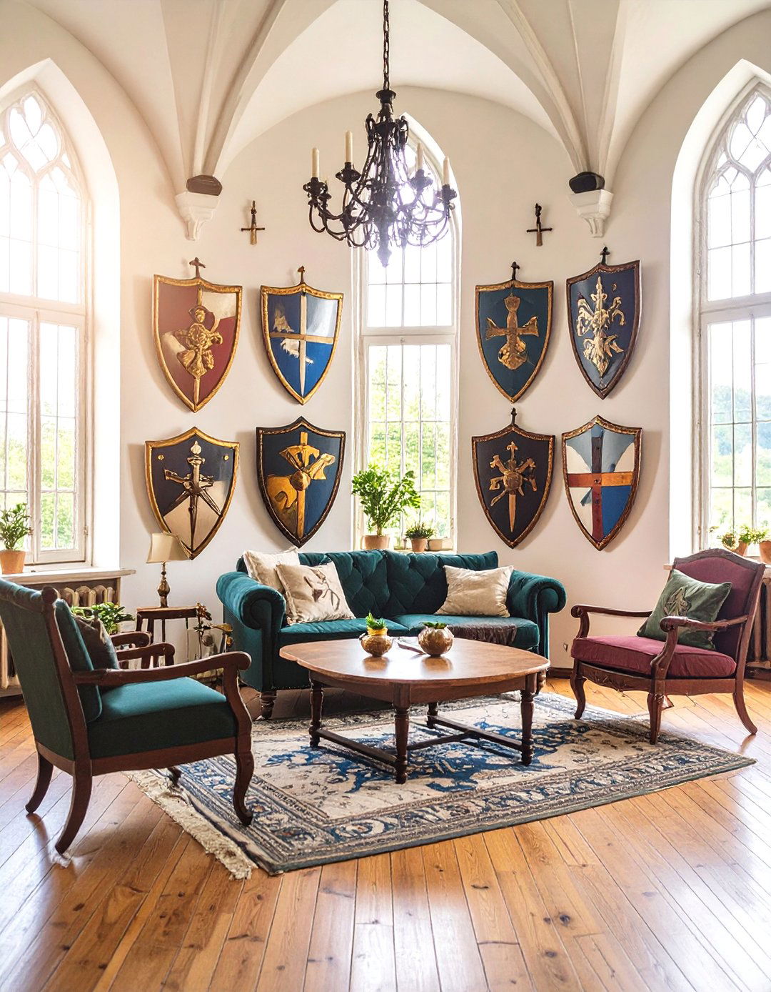 Castle Living Room Heraldic Shield Display - 20 Castle Living Room Ideas