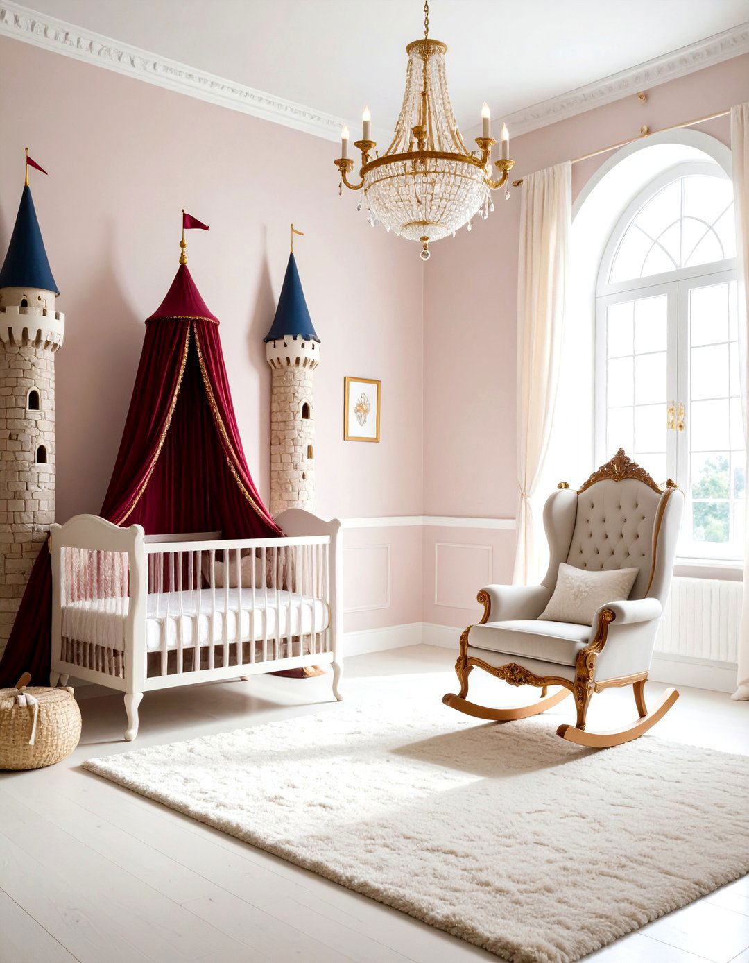 Castle Princess Nursery with Architectural Details - 20 Princess Nursery Ideas