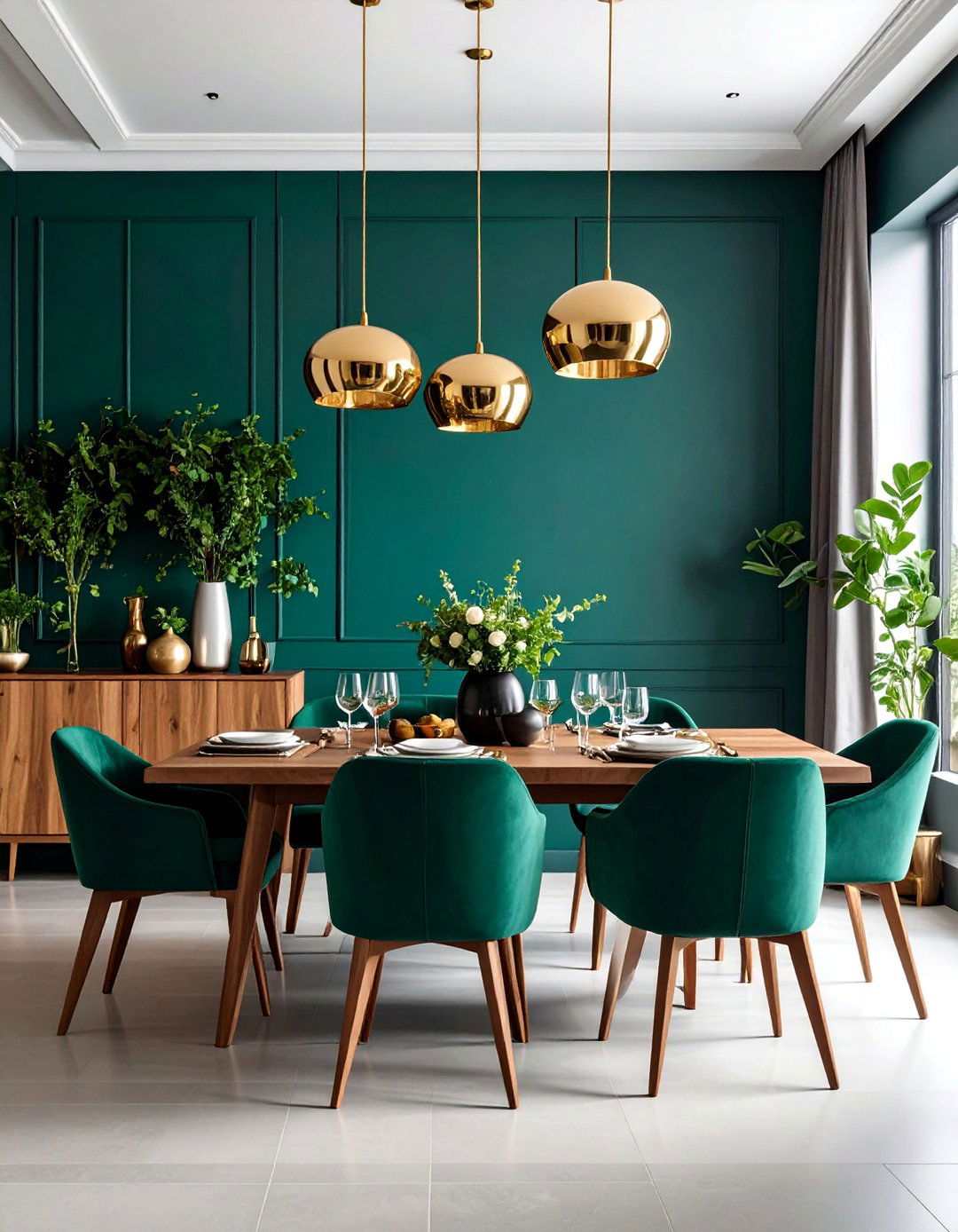 Casual Dining Room Bold Jewel Tone Accent Wall - 20 Casual Dining Room Ideas