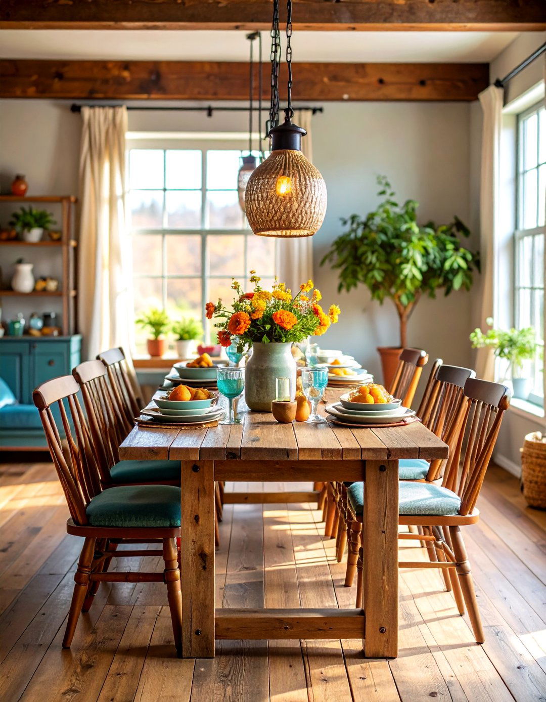 Casual Dining Room Farmhouse Style with Reclaimed Wood - 20 Casual Dining Room Ideas