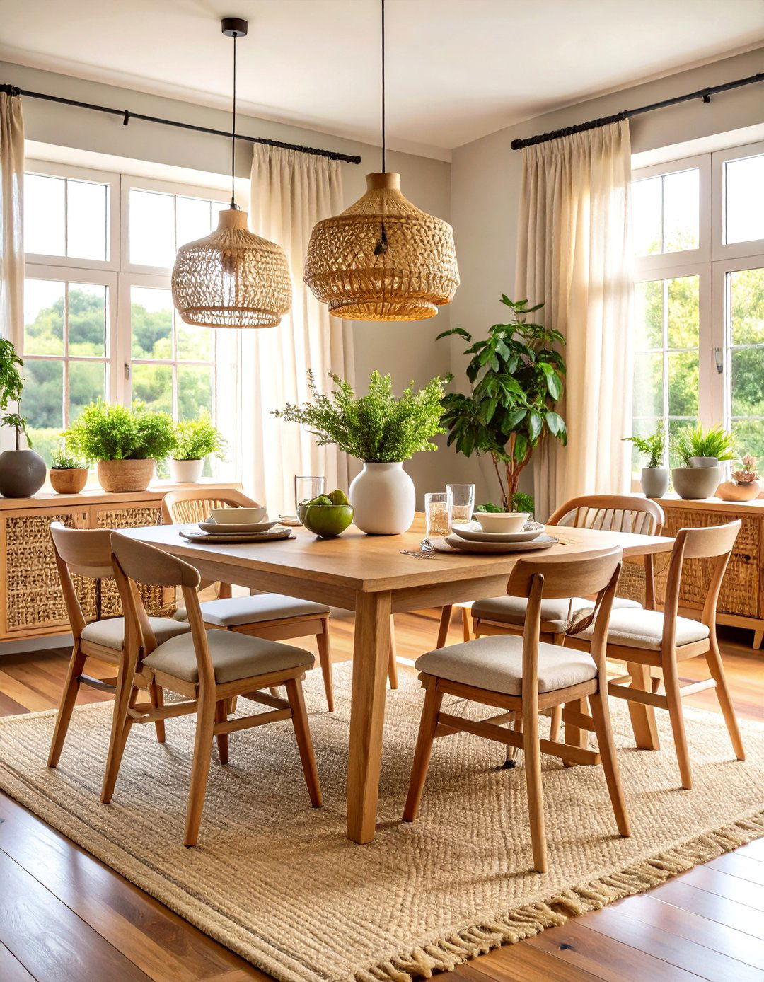 Casual Dining Room Neutral Color Palette with Natural Textures - 20 Casual Dining Room Ideas