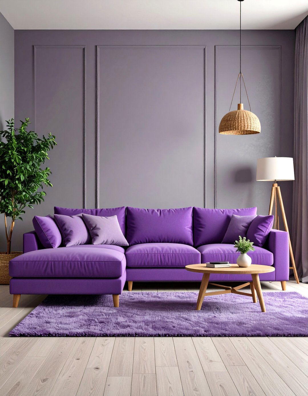 Casual Purple Living Room with Lavender Gray - 20 Purple Living Room Ideas