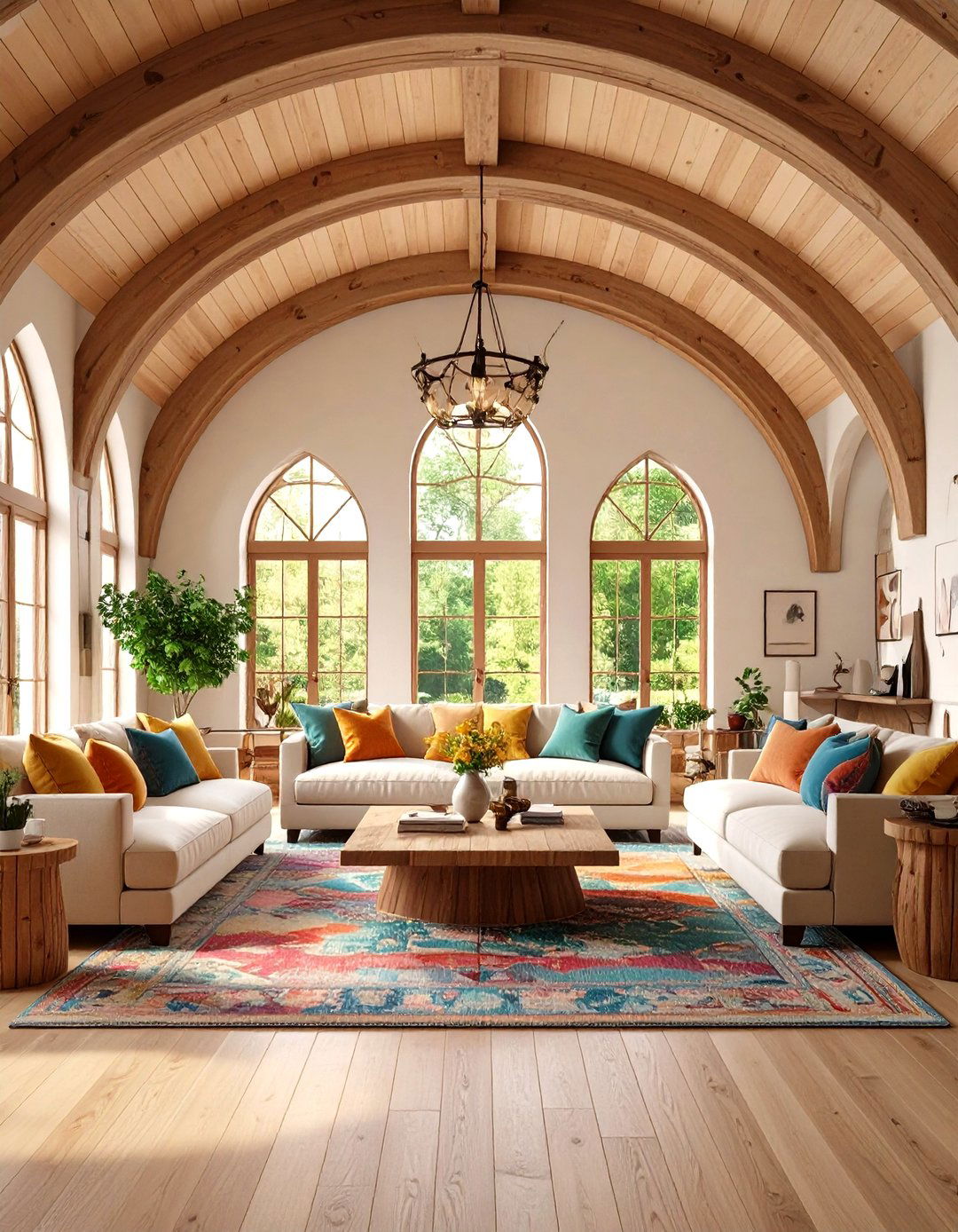 Cathedral Arch Open Concept Vaulted Ceiling Living Room - 20 Open Concept Vaulted Ceiling Living Room Ideas