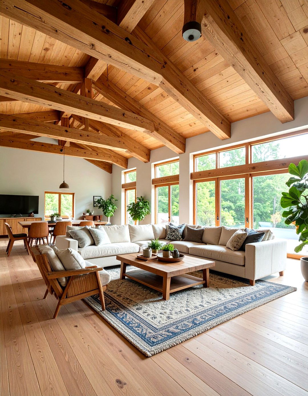 Cathedral Ceiling with Exposed Wooden Beams - 20 Cathedral Ceiling Ideas
