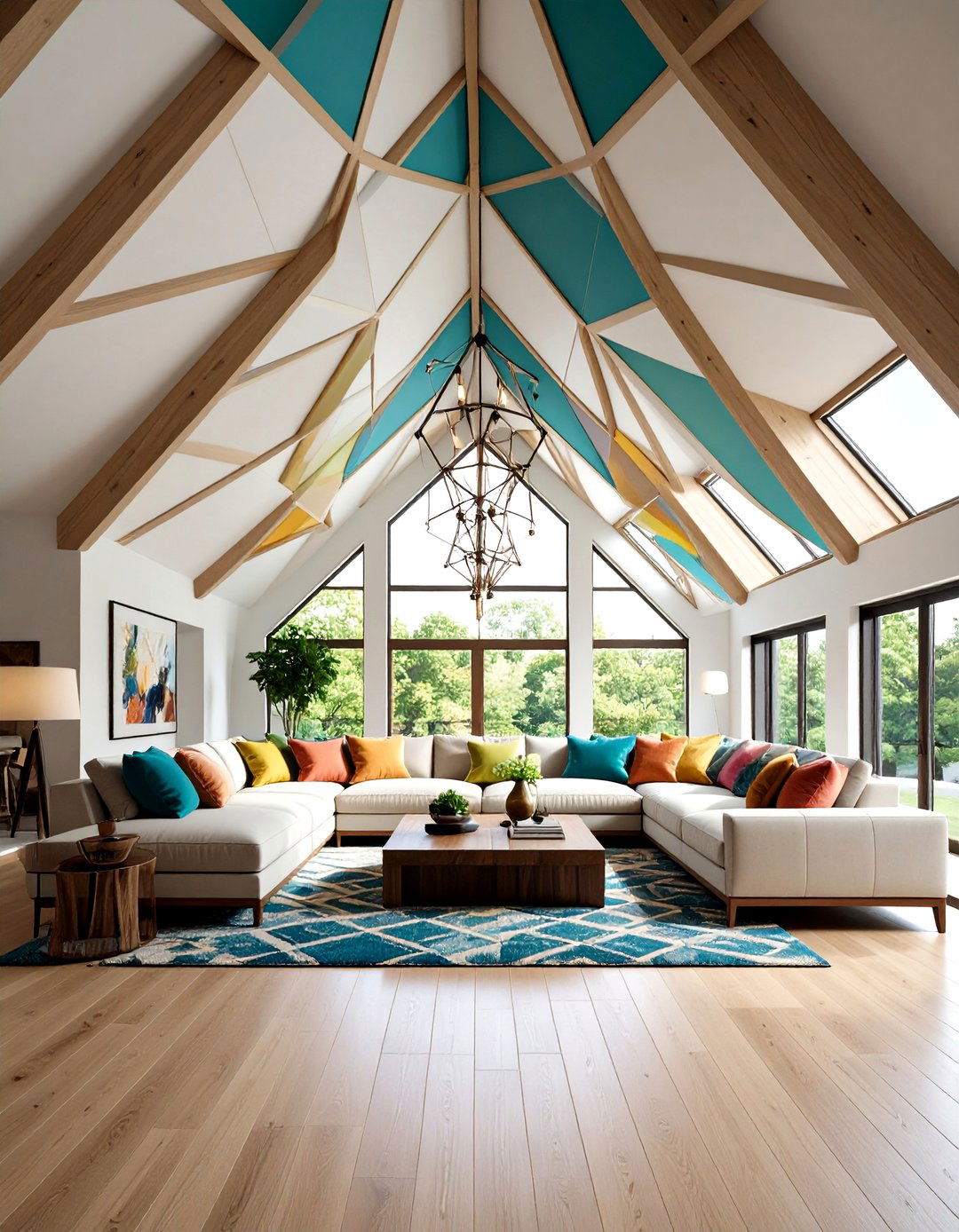 Cathedral Ceiling with Geometric Pattern Design - 20 Cathedral Ceiling Ideas