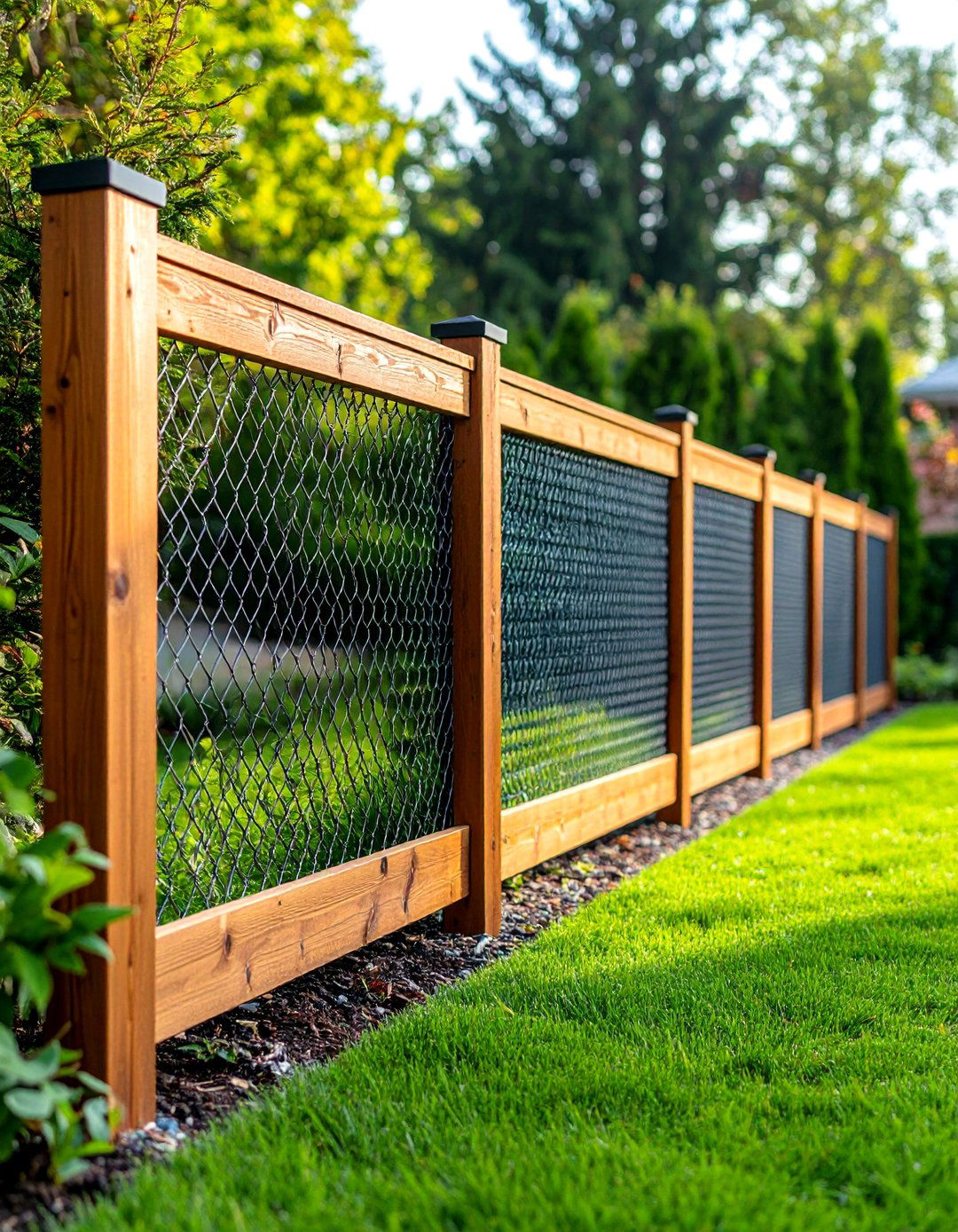 Cedar Fence with Wire Mesh Addition - 20 Cedar Fence Ideas