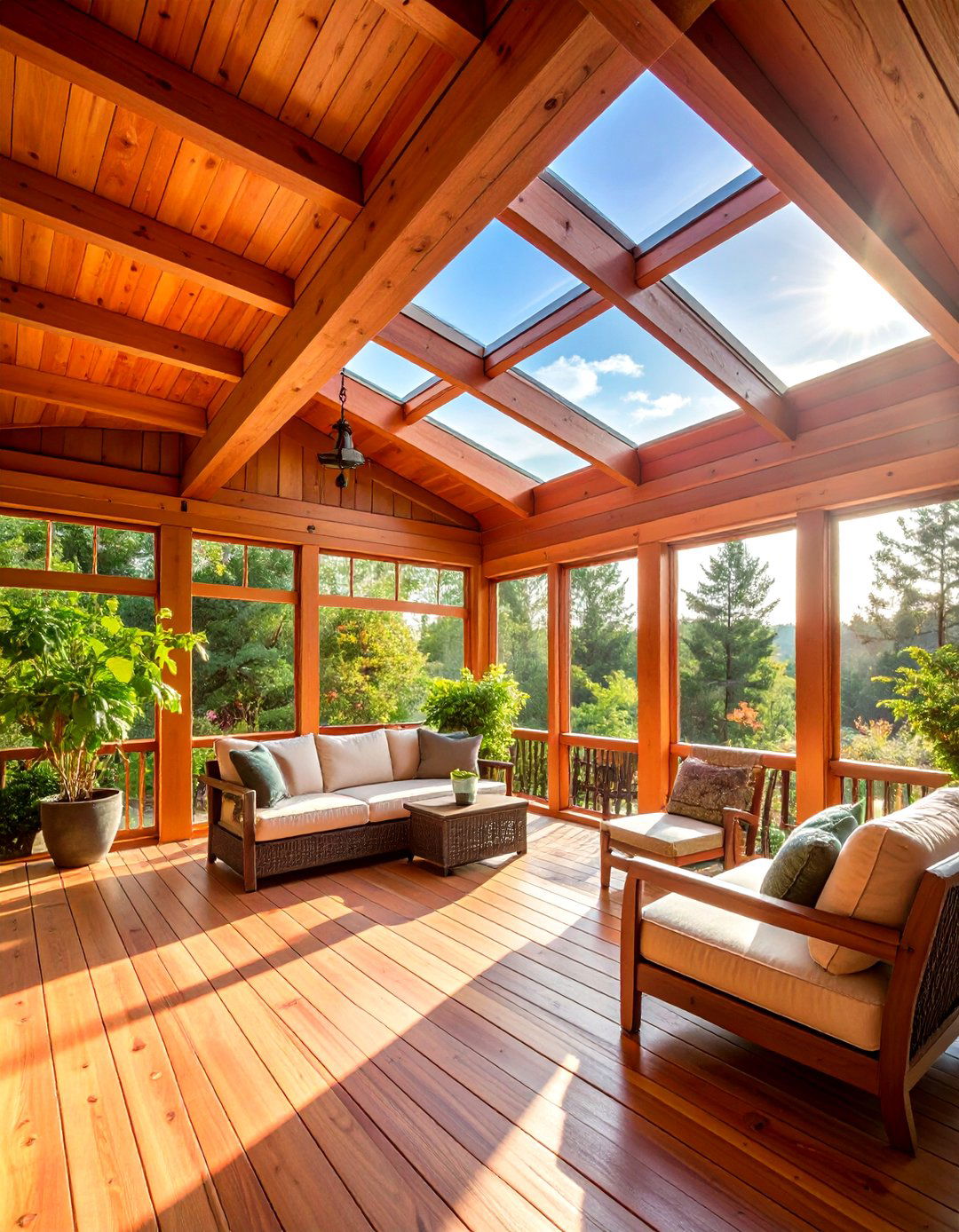 Cedar Plank Ceiling - 20 Sunroom Ceiling Ideas
