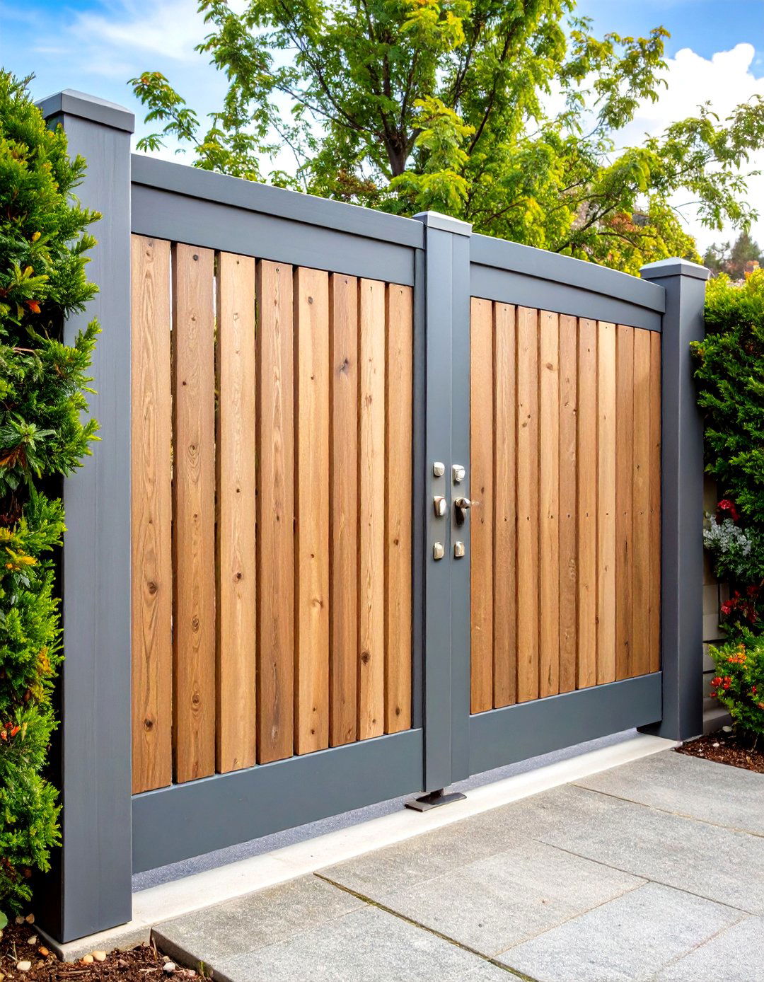Cedar Privacy Fence Gate with Horizontal Slats - 20 Fence Gate Ideas
