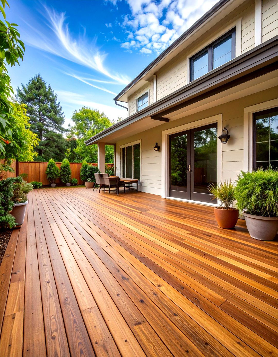 Cedar Wood Deck with Natural Weather Resistance - 20 Wood Deck Ideas