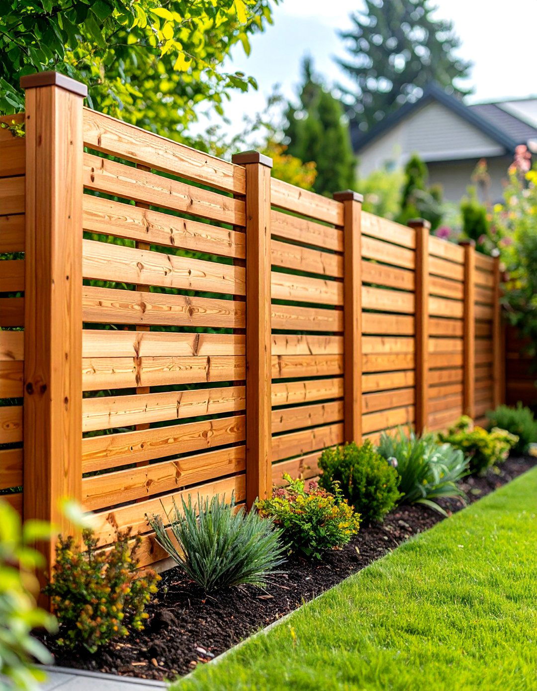 Cedar Wood Slat Outdoor Privacy Screen Fencing - 20 Outdoor Privacy Screen Ideas