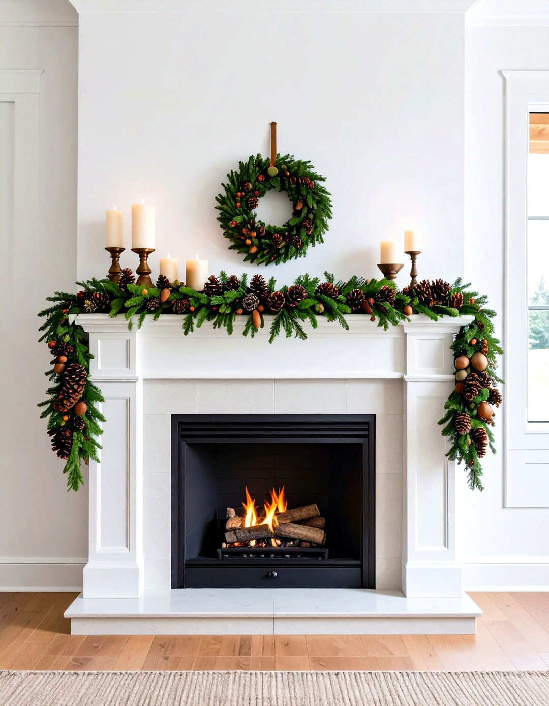 Cedar and Pinecone Mantel Garland - 20 Mantel Garland Ideas
