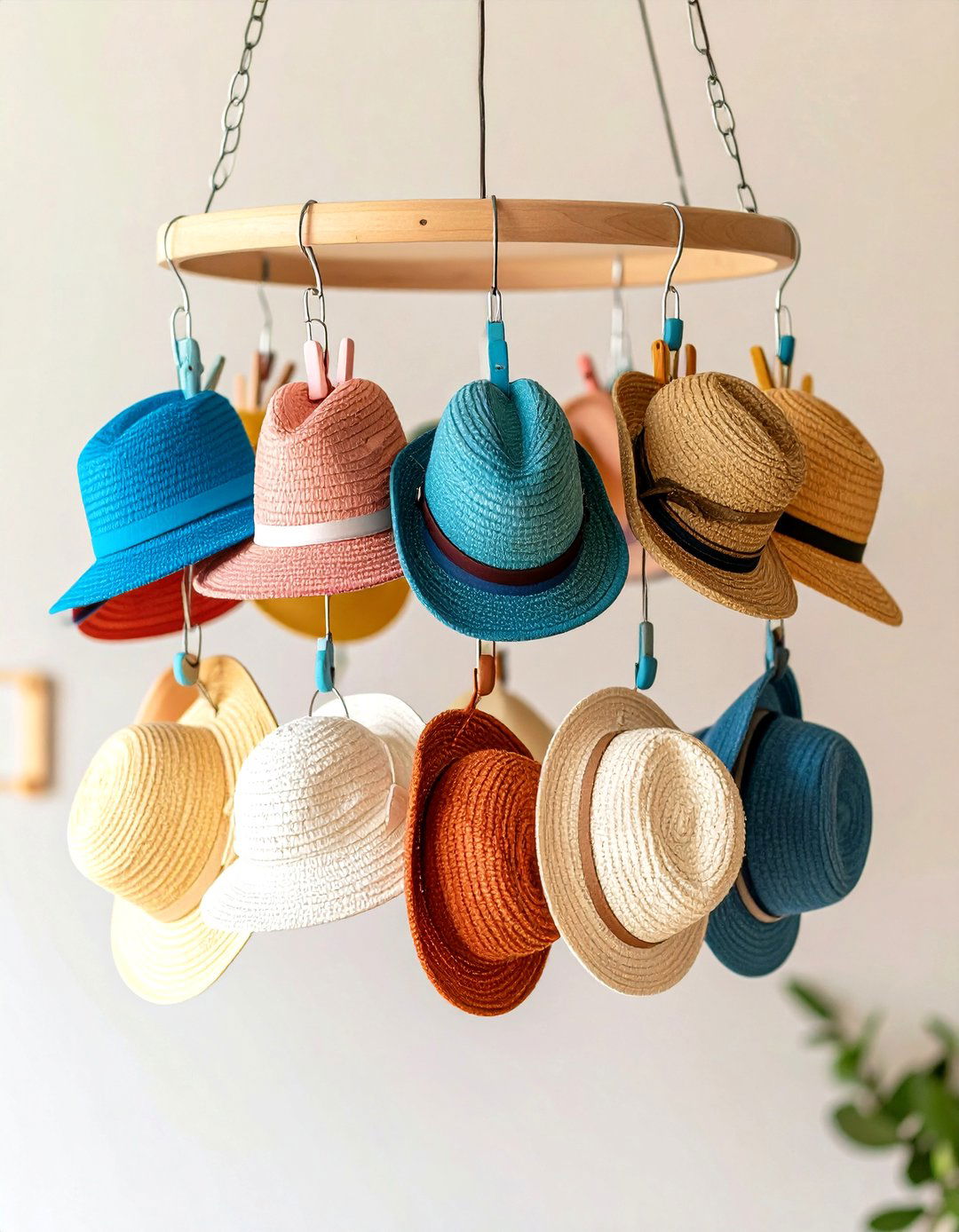 Ceiling Chain Clip Hat Rack - 20 Hat Rack Ideas