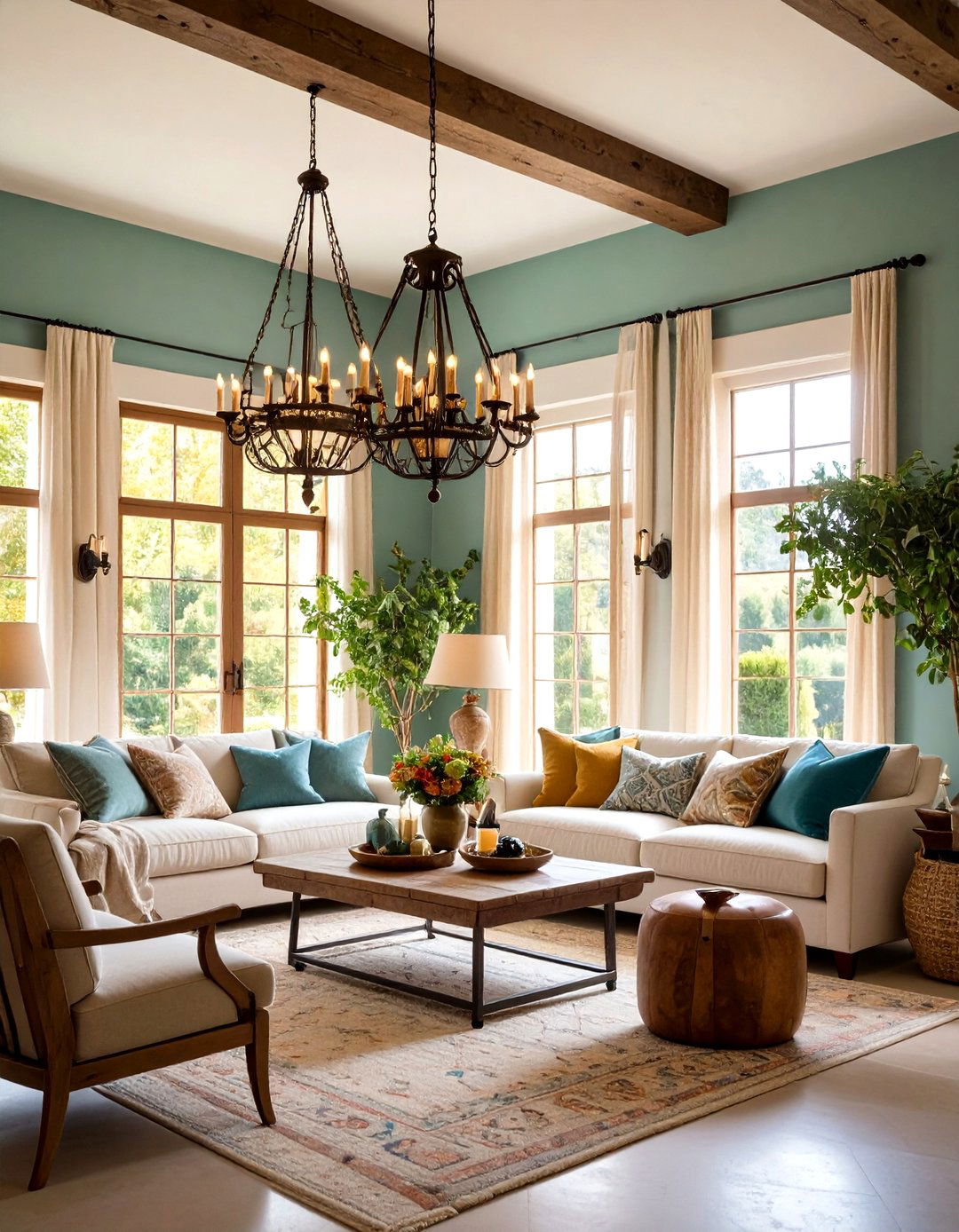 Ceiling Chandeliers and Rustic Fixtures - 20 Tuscan Living Room Ideas