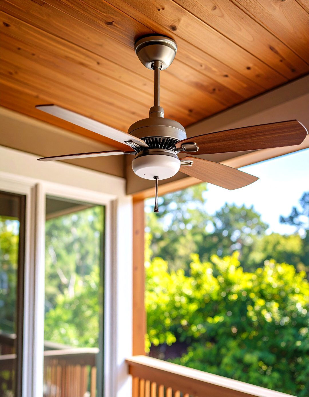 Ceiling Fan for Comfort - 20 Small Screened-in Porch Ideas