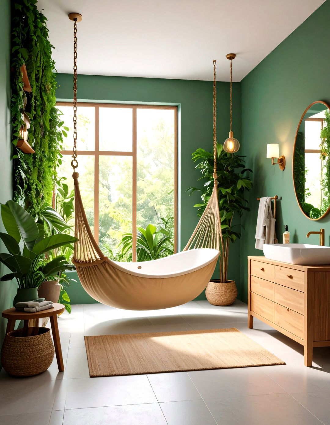 Ceiling Hammock Seat Bathroom Retreat - 20 Quirky Bathroom Ideas