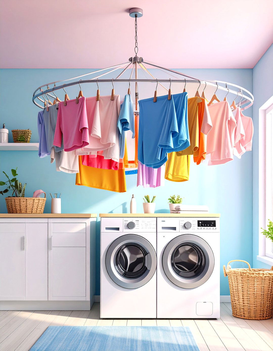 Ceiling Mounted Drying Rack - 20 Small Laundry Room Ideas With a Top Load Washing Machine