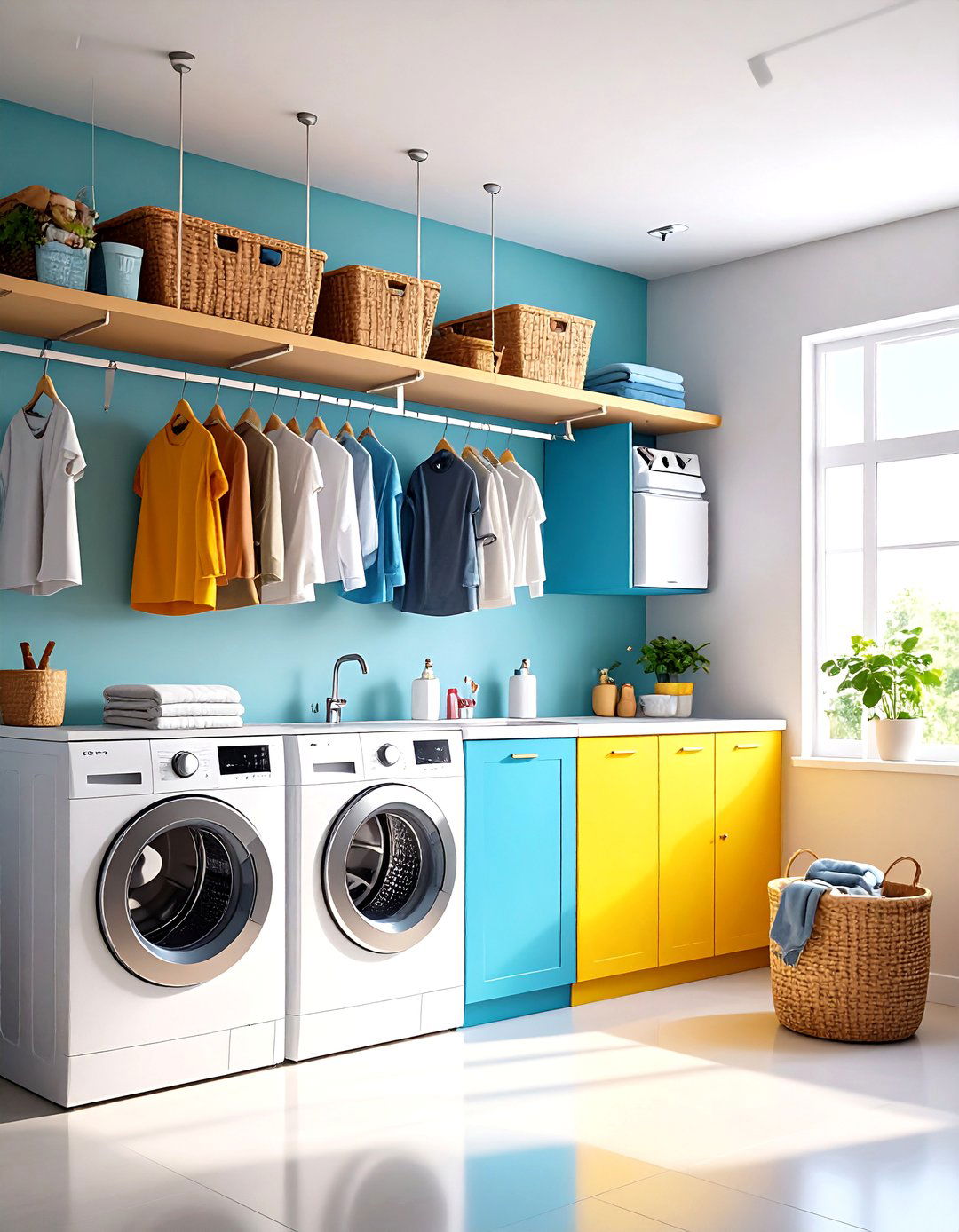 Ceiling Mounted Laundry Detergent Storage Rail System - 20 Laundry Detergent Storage Ideas