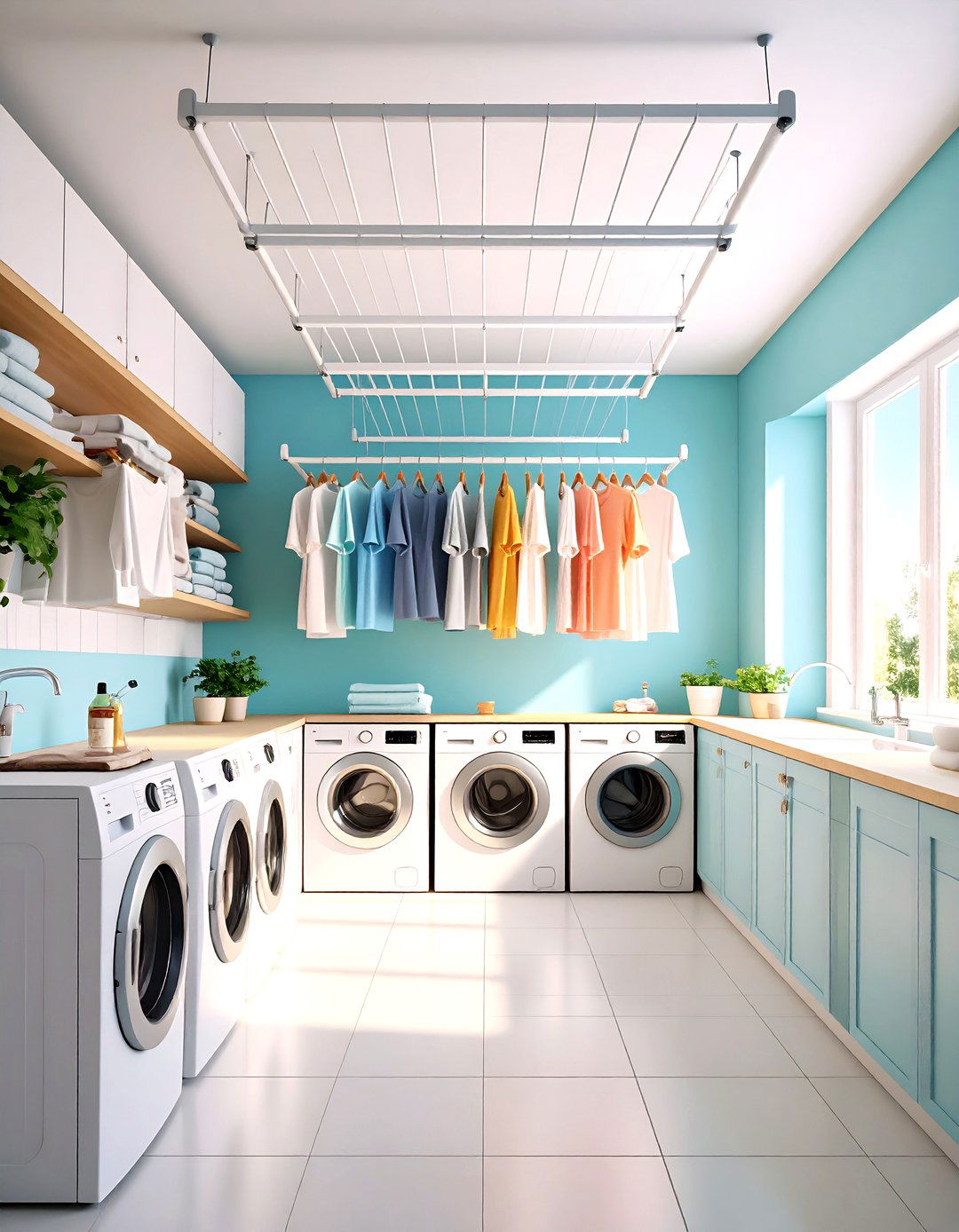 Ceiling Mounted Modern Laundry Room Drying Systems - 20 Modern Laundry Room Ideas