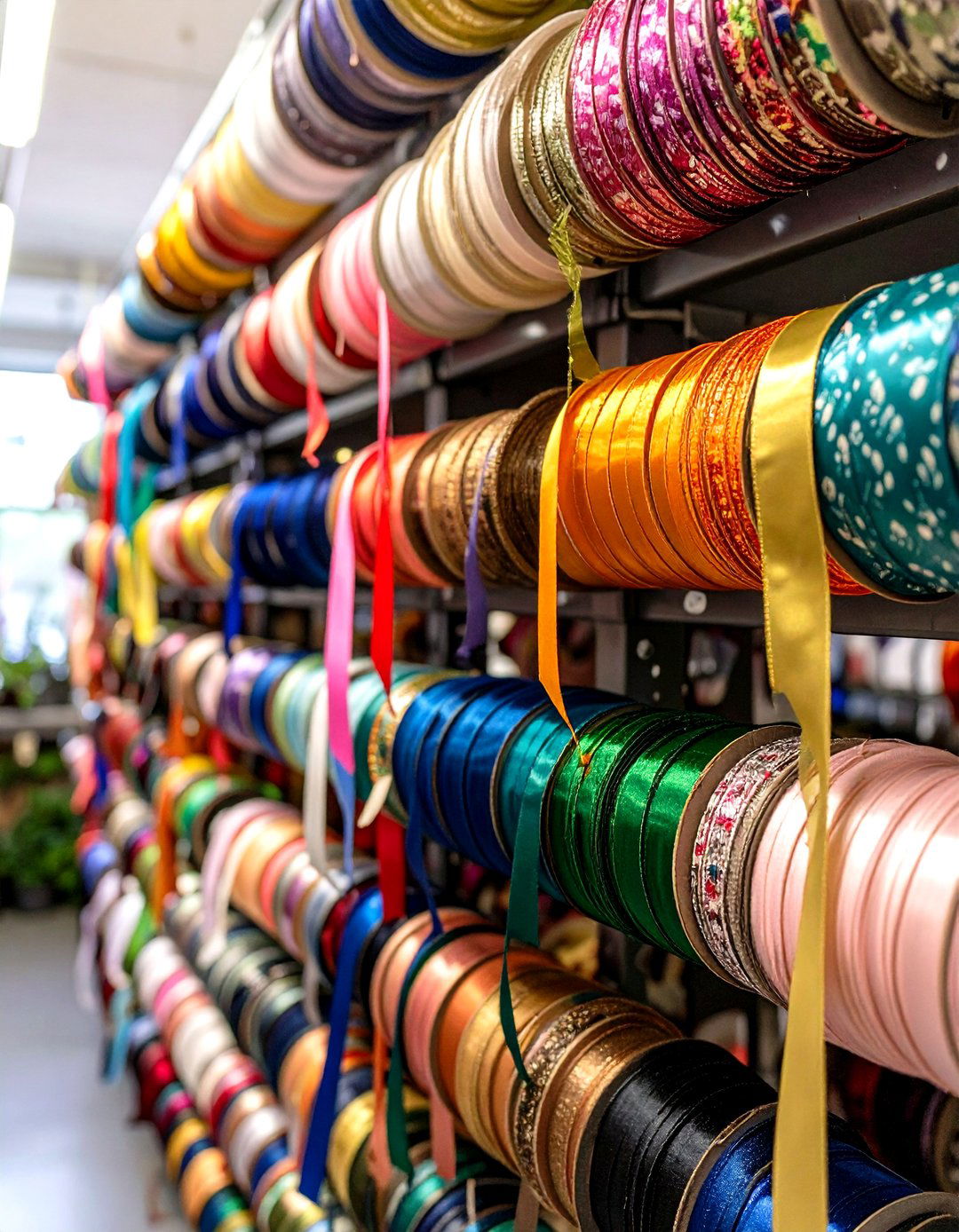Ceiling Mounted Ribbon Holders - 20 Small Craft Room Ideas