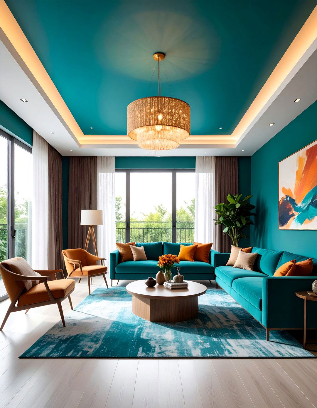 Ceiling Paint Statement Zone - 20 Budget Apartment Living Room Ideas