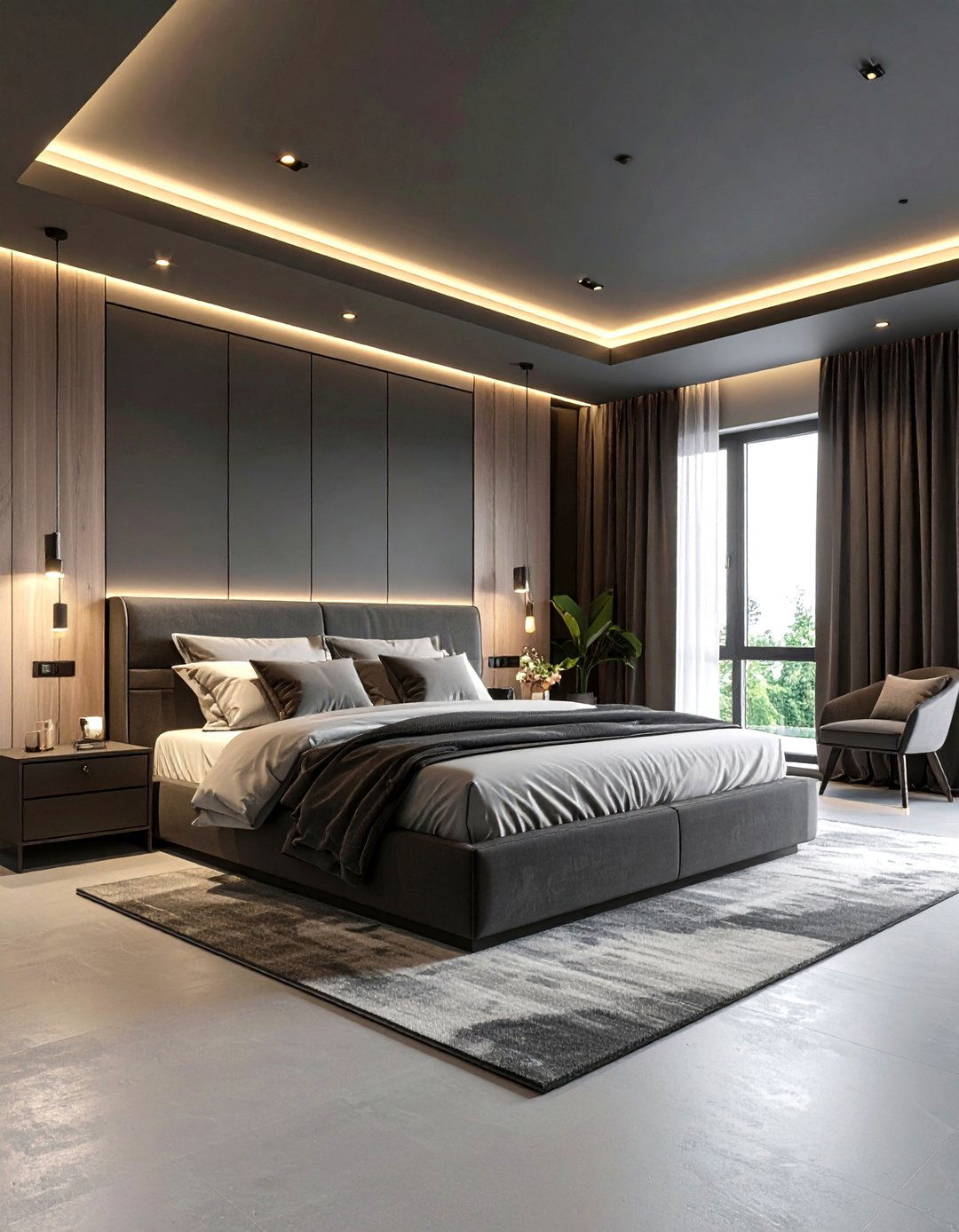 Ceiling Painted Dark Grey for Cocoon Feel - 20 Dark Grey Bedroom Ideas