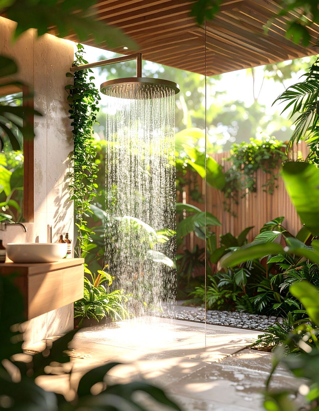 Ceiling Rain Head Alignment - 20 Half-wall Shower Ideas