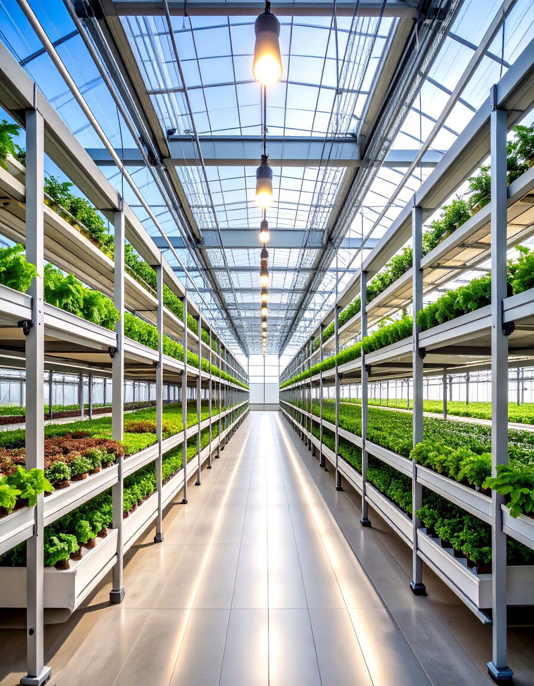 Ceiling Suspended Wire Rack Greenhouse Shelving for Maximum Light - 20 Greenhouse Shelving Ideas