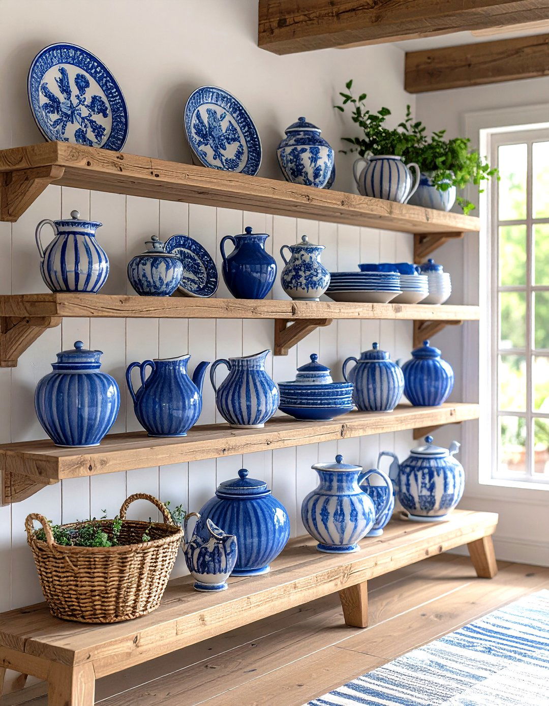 Celebrate Heritage with Blue and White Ceramics - 20 French Country Living Room Ideas