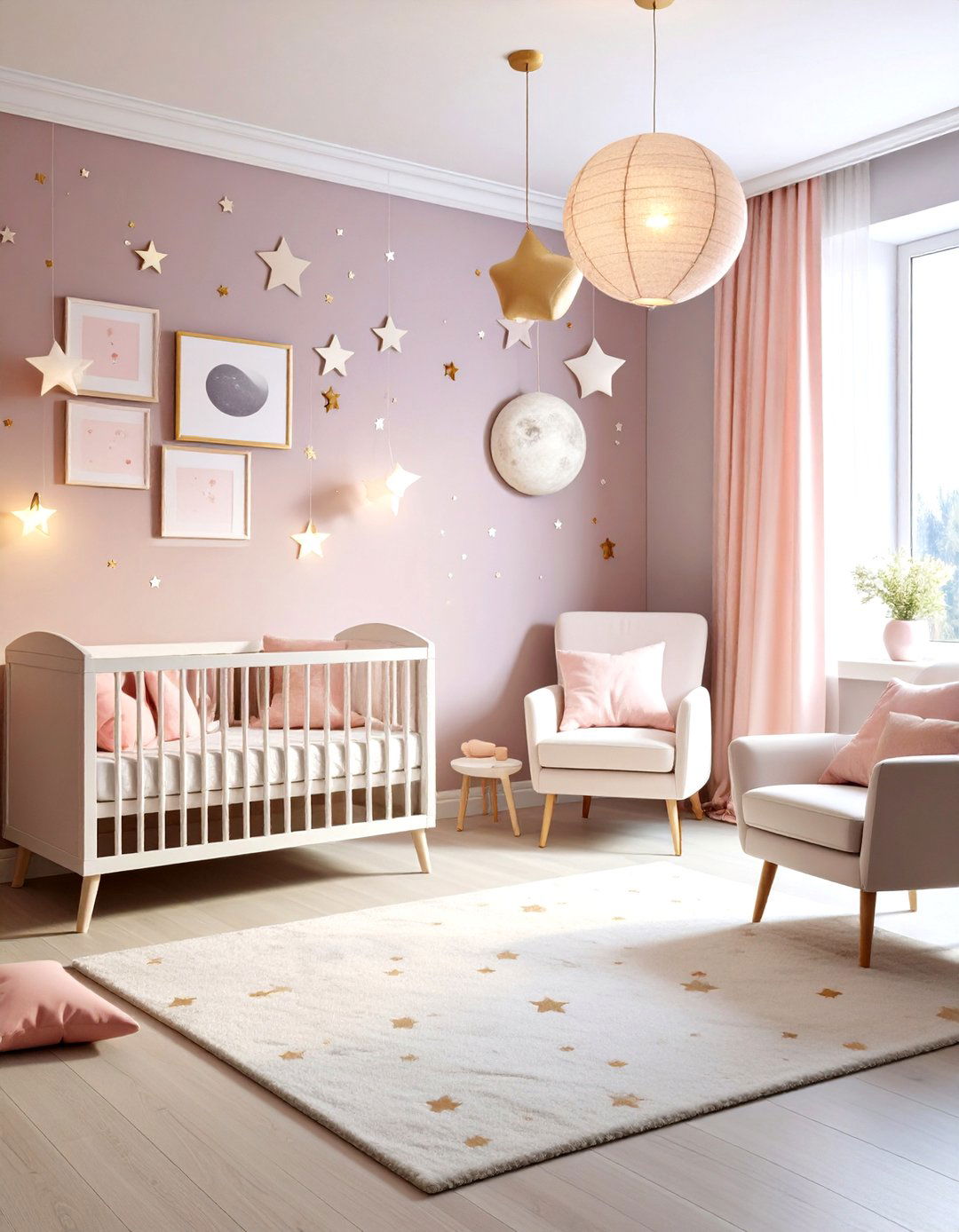 Celestial Pink Nursery with Cosmic Wonder - 20 Pink Nursery Ideas