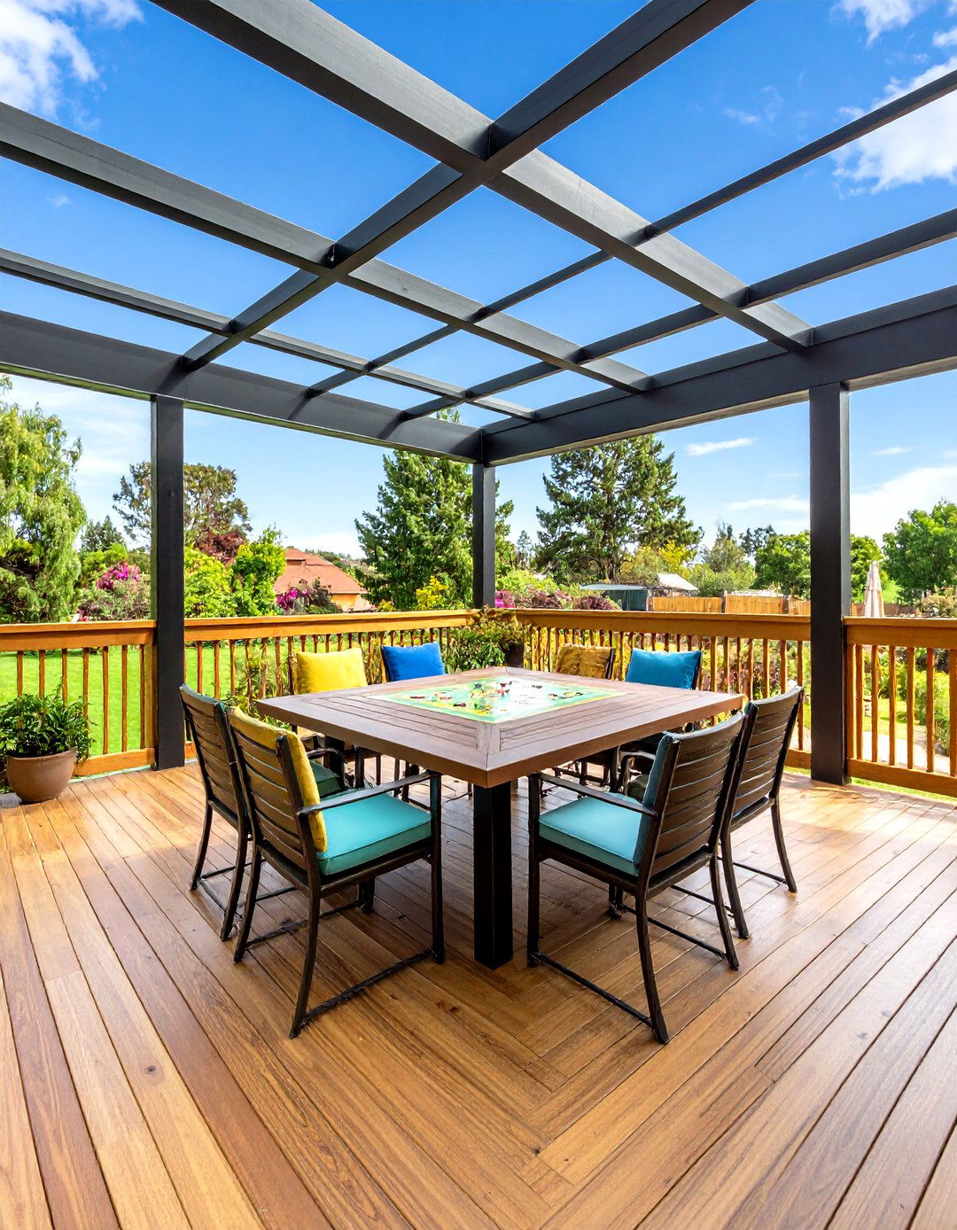 Central Game Table - 20 Screened-in Deck Ideas